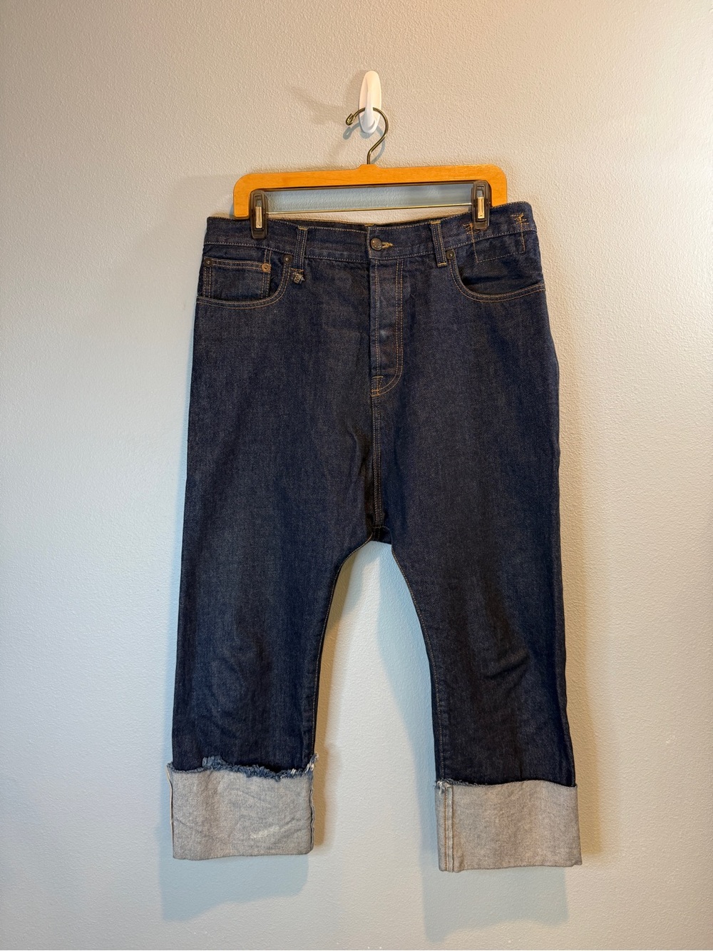 R13 Tailored Drop Jeans Indigo Rinse Selvedge Japanese Denim Made in Italy 29